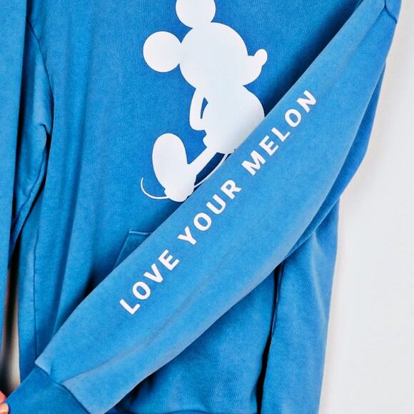 Disney X Love Your Melon Size XS Hoodie Oversize Mickey Blue White - Picture 7 of 12